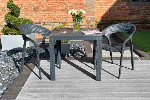 Madrid Outdoor Dining Set - 80cm Table & 2 Chairs